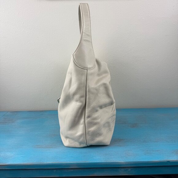 Dooney & Bourke Pebble Leather Grain Logo Lock Shoulder Bag in Bone - Picture 3 of 9